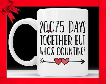 Taza del 55.º aniversario: 20.075 días juntos, un regalo divertido