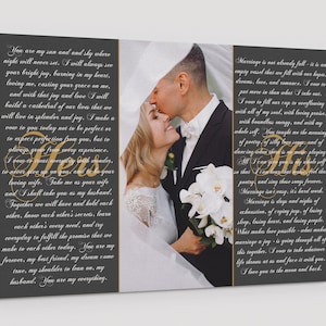 Wedding Vows Mr and Mrs, Custom Vows, His and Hers Vows Wedding Canvas Art 5th Wedding Anniversary Gift Wedding Song Lyrics Art First Dance