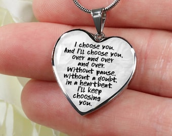 Personalized Love Note Heart Necklace, Anniversary Gift for Wife