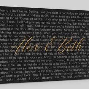 Lienzo personalizado con letras de canciones de boda: regalo para el primer baile