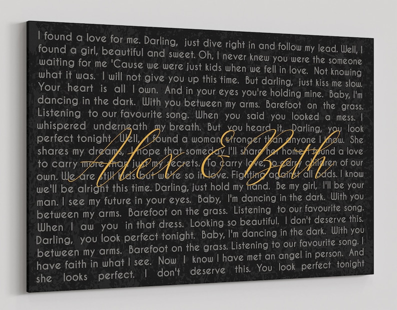 Personalized Wedding Song Lyrics Canvas Art: First Dance Gift image 1