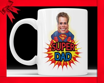 Personalized Caricature Mug For Dad - Super Dad Coffee Mug Perfect Dad Gifts Fathers Day Mug Custom Gift For Father Funny Gift For Dad Cup