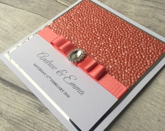 Coral Wedding Invite Etsy