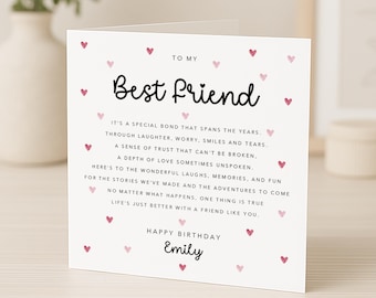 Best Friend Birthday Card with verse/poem - Bestie Friend