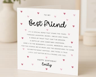 Best Friend Birthday Card with verse/poem - Bestie Friend