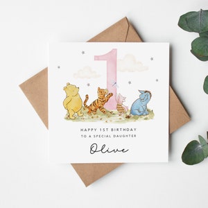 Personalised 1st 2nd 3rd Birthday Card for Granddaughter Niece Daughter Goddaughter Little Girl - Classic Winnie the Pooh