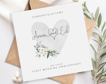 First Anniversary card - Congratulations on your 1st wedding anniversary - paper anniversary - 365 days
