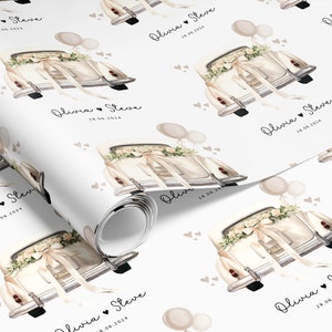 Personalised Wedding Gift Wrapping Paper - Wedding Car  | Gift Wrap |  Present Paper |  Engagement Anniversary - WRAP0030