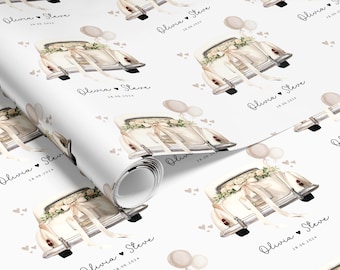 Personalised Wedding Gift Wrapping Paper - Wedding Car  | Gift Wrap |  Present Paper |  Engagement Anniversary - WRAP0030
