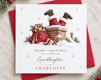 Personalised Christmas Card for Nephew Niece Grandson Granddaughter Daughter Son Goddaughter Godson Little Boy Little Girl - Chimney