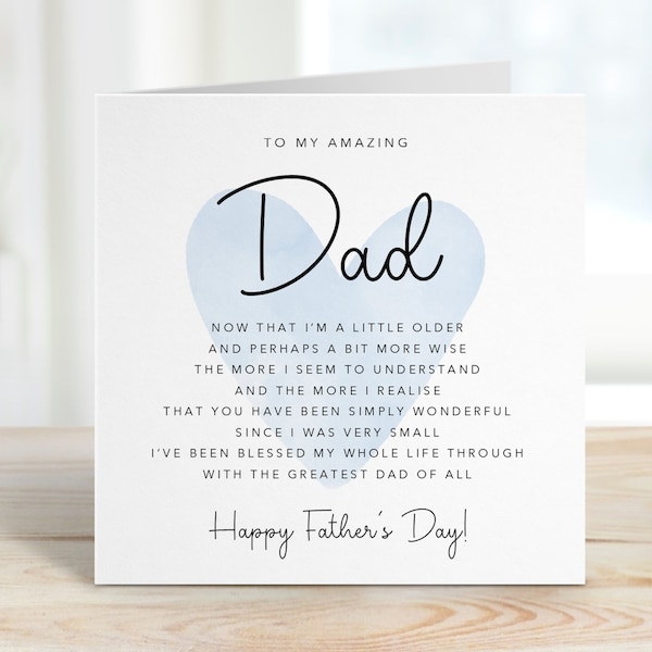 Fathers Day Card with Poem/Verse - Happy Father's Day - To my Amazing Dad - Kraft Envelope Inc