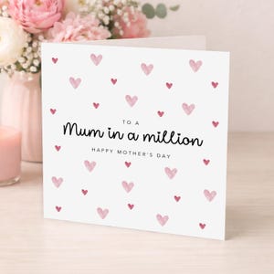 Mothers Day Card - Mum in a Million Happy Mother's Day - Hearts Rain image 1