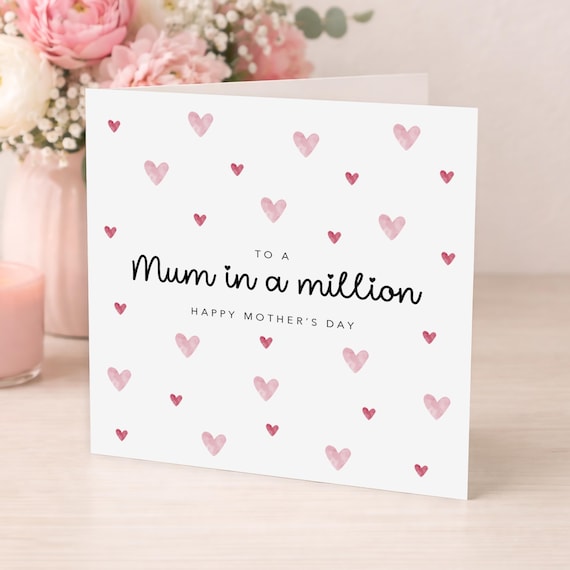 Mothers Day Card - Mum in a Million Happy Mother's Day - Hearts Rain