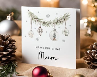 Mum Christmas Card  - Merry Christmas Mum - Card for Mum - Christmas Gift for Mum