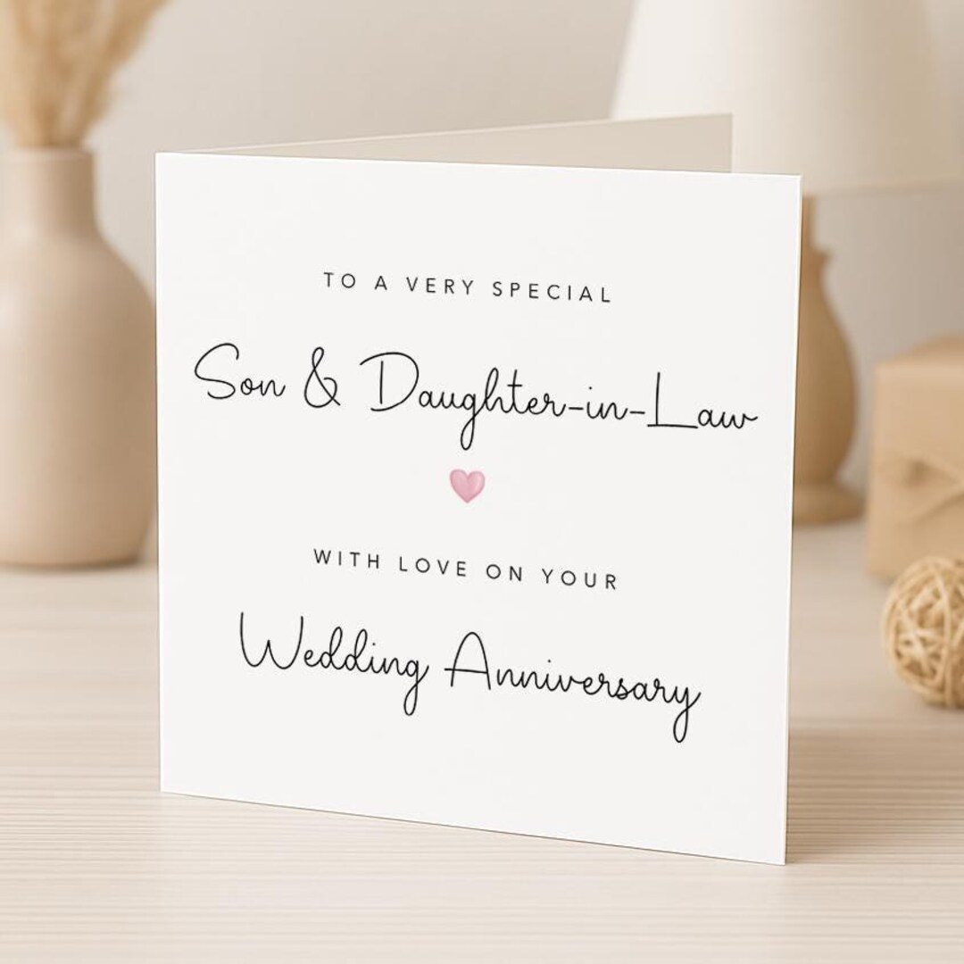 Son and Daughter in Law Wedding Anniversary Card - Pink Heart - Etsy UK