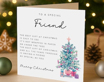 Special Friend Christmas Card with verse/poem - traditional Christmas garland design - Christmas Card for Friend with poem/words