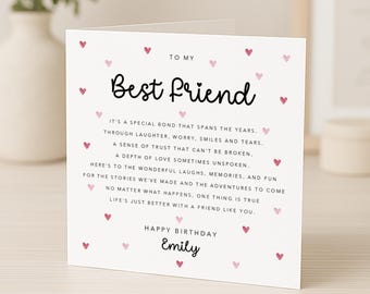Best Friend Birthday Card with verse/poem - Bestie Friend