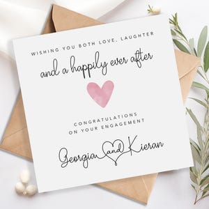 Personalised engagement card - Wishing you both love, laughter and a happily ever after - Daughter Son Sister Brother Wedding Engagement