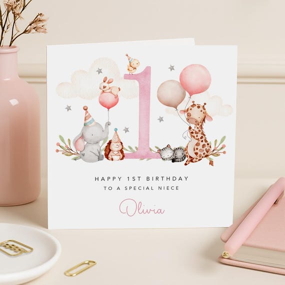 Personalised Children’s Birthday Card | Animal Birthday Card | 1st to 9th Birthday | For Daughter Son Niece Nephew Grandchild