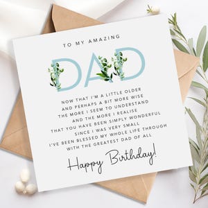 Dad Birthday Card with verse/poem - Happy Birthday Dad -  Botanical Eucalyptus Design - Dad Birthday Card Gift