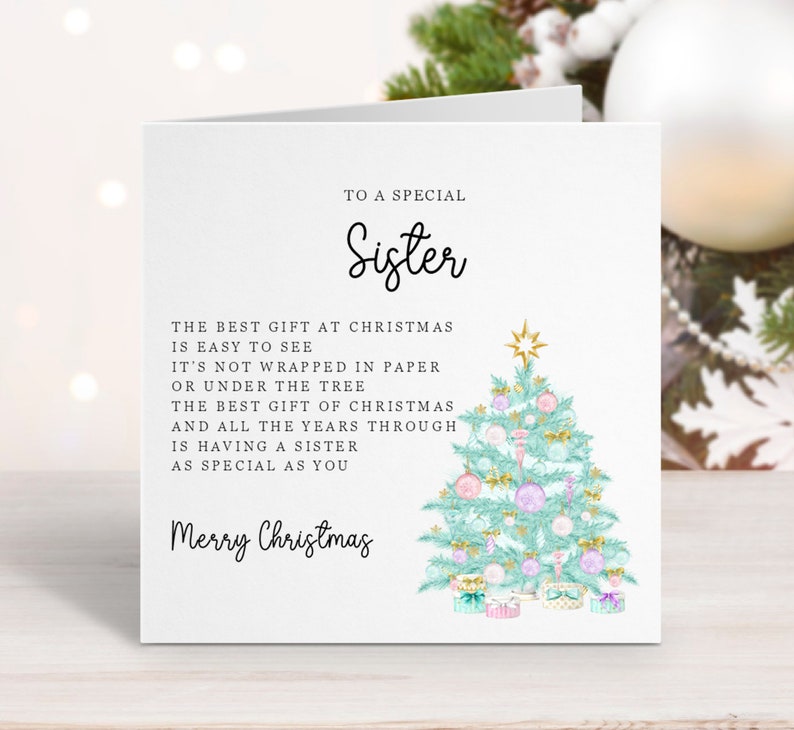 Sister Christmas Card With Verse/poem Traditional Christmas  Etsy