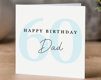 Dad 60th Birthday Card  - sixty birthday card - simple design - modern - kraft envelope included