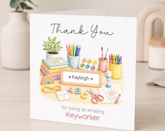 Keyworker Thank you Card - Card for Nursery Keyworker, Keyperson, Nursery Assistant, Childminder, Pre School Card