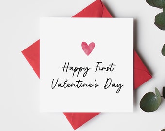 Happy First Valentines Day Card - Simple Cute Valentines Card-husband, wife, one I love, partner, boyfriend, girlfriend, for him, for her