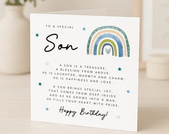 Son Birthday Card with Verse/Poem - Rainbow