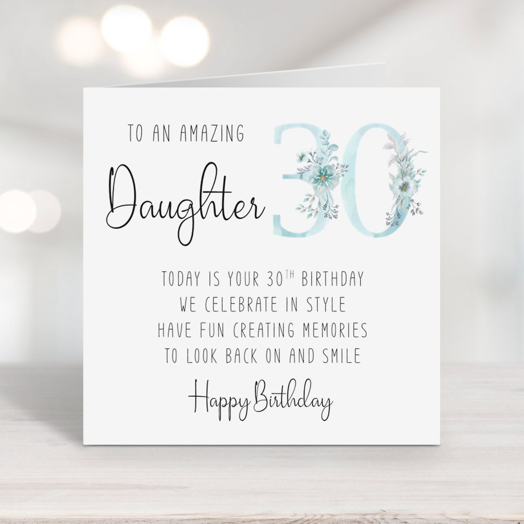 Daughter 30th Birthday Card With Verse/poem Thirtieth Birthday Thirty ...