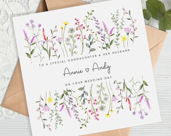 Carte de mariage personnalisée pour filleule et son mari - verdure botanique - filleule et mari, mariage nièce neveu, couple spécial