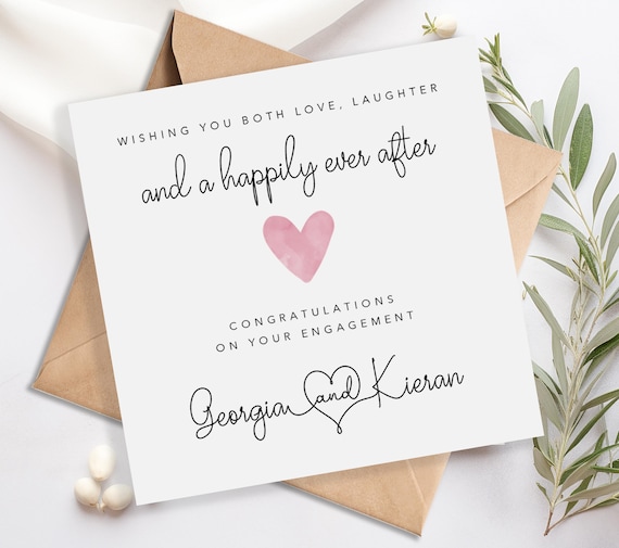 Personalised engagement card - Wishing you both love, laughter and a happily ever after - Daughter Son Sister Brother Wedding Engagement
