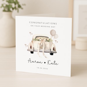Personalised Wedding Card - Classic Wedding Car - Just Married - Wedding Gift