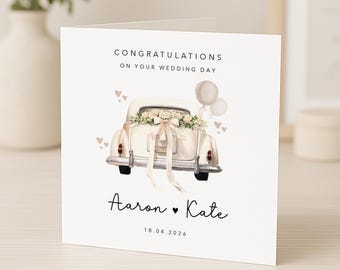Personalised Wedding Card - Classic Wedding Car - Just Married - Wedding Gift