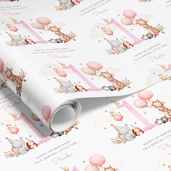 Personalised 1st 2nd 3rd Birthday Wrapping Paper for Daughter, Niece, Granddaughter, Goddaughter, Special Little Girl