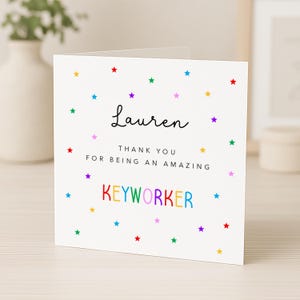 Keyworker Thank you Card - Card for Nursery Keyworker, Keyperson, Nursery Assistant, Childminder, Pre School Card