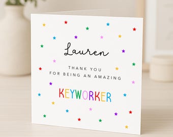 Keyworker Thank you Card - Card for Nursery Keyworker, Keyperson, Nursery Assistant, Childminder, Pre School Card