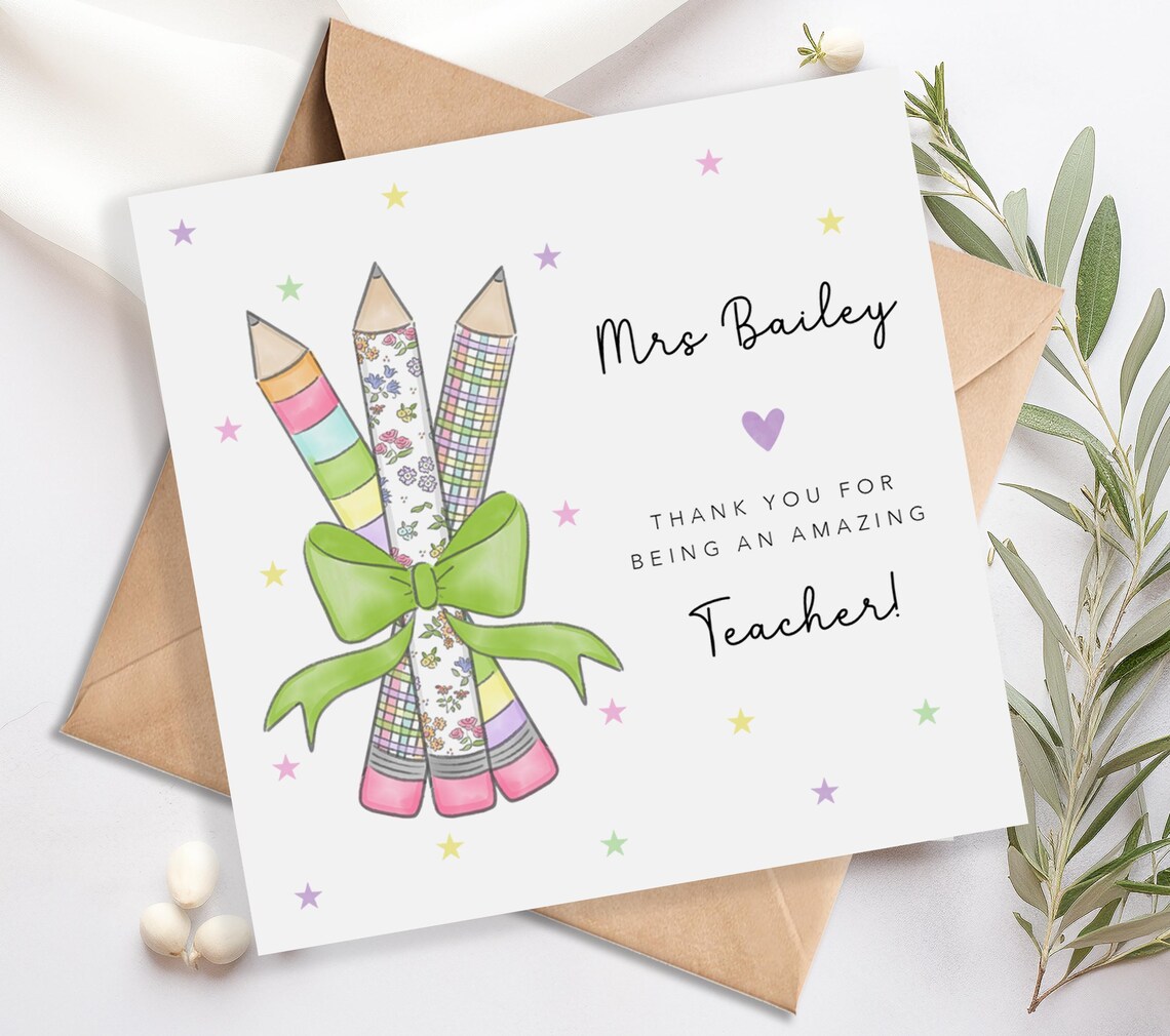 Personalised Teacher Thank You Card - End of Term School Year - Amazing ...