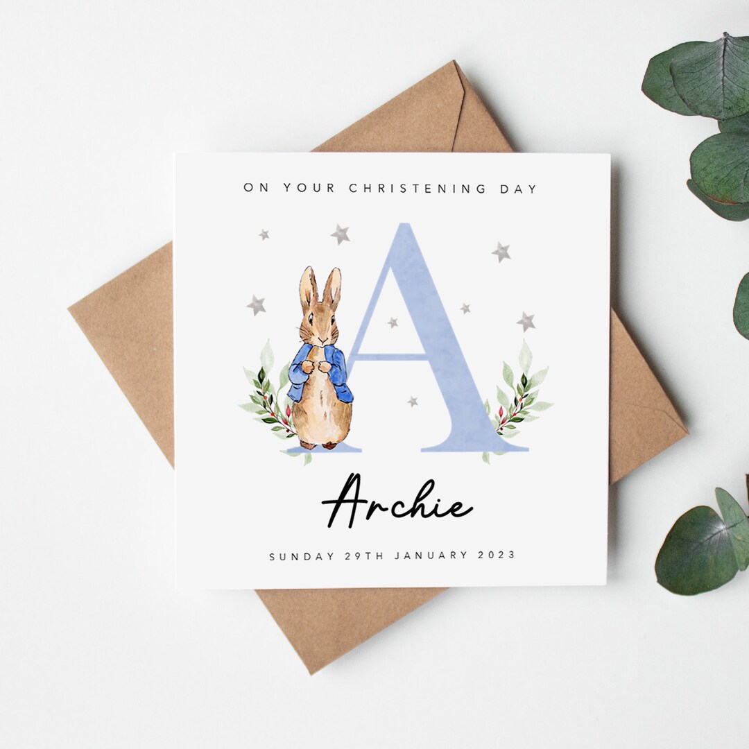 Personalised Christening Card Grandson Son Nephew Godson Little Boy