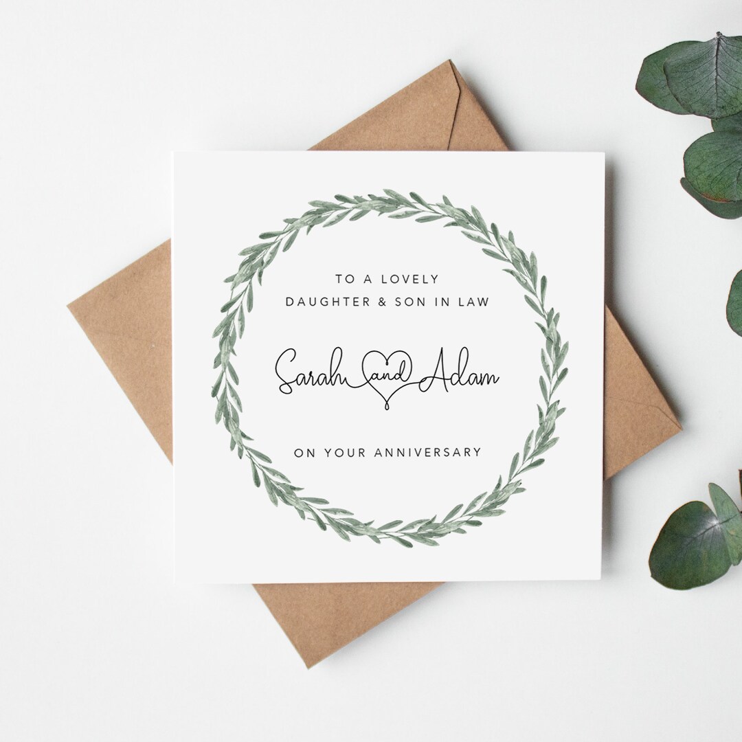 Personalised Daughter and Son in Law Anniversary Card - Botanical ...