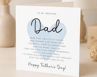 Fathers Day Card with Poem/Verse - Happy Father's Day - To my Amazing Dad - Kraft Envelope Inc