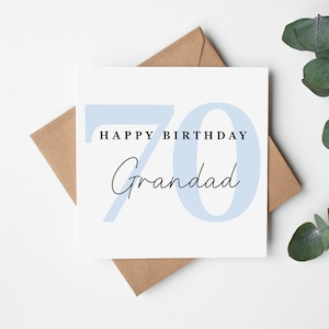 Grandad 70th Birthday Card  - seventy birthday card - simple design - modern - kraft envelope included