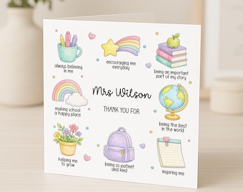 Thank You Card for Teacher Keyworker Teaching Assistant Childminder School Nursery