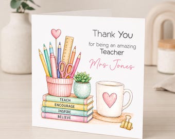 Teacher Thank You Card - School Card - Amazing Teacher