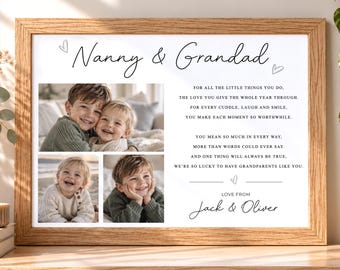 Grandparents Gift Print - Photo Gift Frame - Gift for Nanny & Grandad - Christmas Gift for Grandparents, Birthday Gift for Grandparents