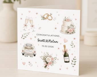 Personalised Wedding Card | Wedding Gift | Wedding Car  |  Florals