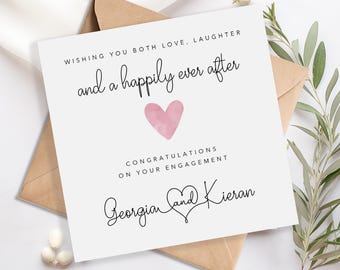 Personalised engagement card - Wishing you both love, laughter and a happily ever after - Daughter Son Sister Brother Wedding Engagement