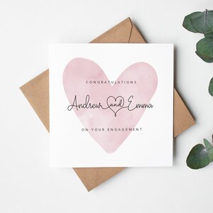 Personalised engagement card - heart design - Congratulations on your engagement - Daughter Son Sister Brother Couple Friends UK