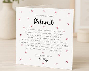 Friend Birthday Card with verse/poem - Bestie Best Friend