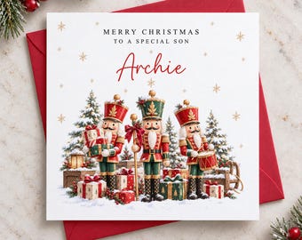 Personalised Christmas Card for Nephew Niece Grandson Granddaughter Daughter Son Goddaughter Godson Little Boy Little Girl - Toy Soldiers
